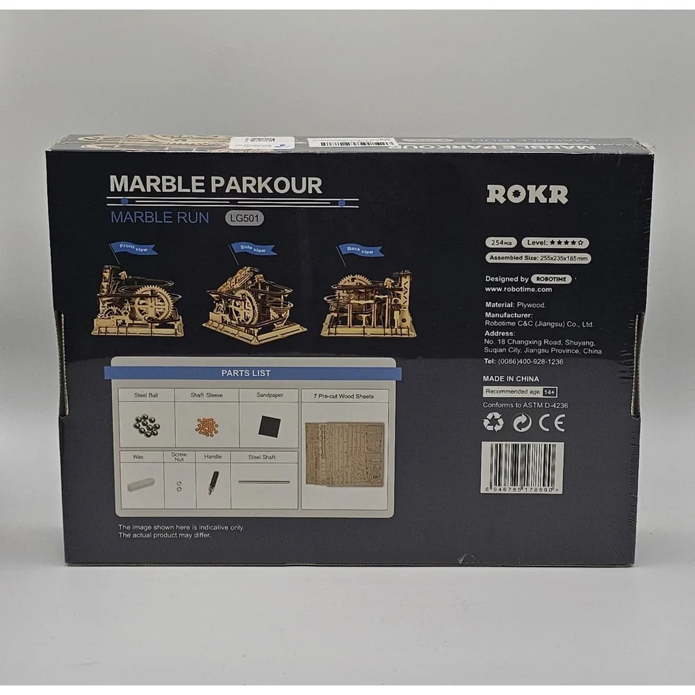 New ROKR Marble Parkour Marble Run 254pcs Plywood Model Kit